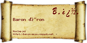 Baron Áron névjegykártya